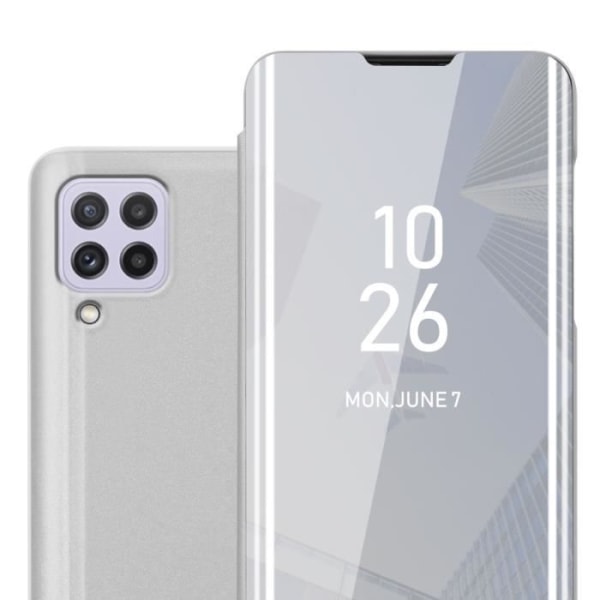 Coque - CADORABO - A22 4G / M22 / M32 4G - Silver - Design Clear View - Ställfunktion Pengar