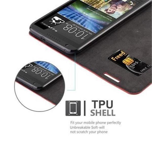 HTC Desire 820 Fodral i APPLE RÖD från Cadorabo (INVISIBLE MAGNETIC CLOSURE Design) Helt skyddsfodral med Flip Flip
