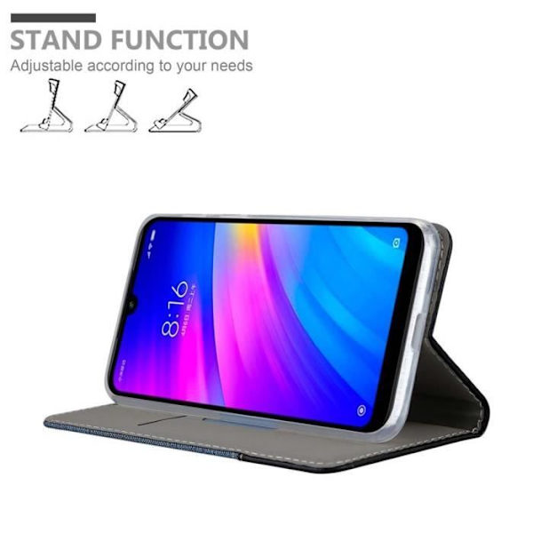 Coque för Xiaomi RedMi 7 - CADORABO - BLÅ SVART - Mjukt - Magnetiskt - konstläder Mörkblå
