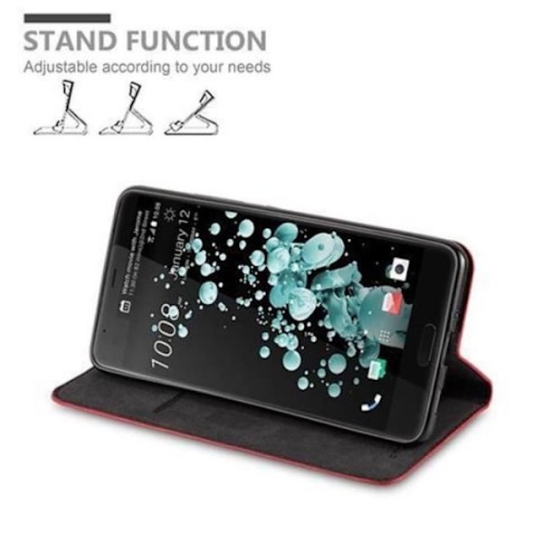 HTC U ULTRA Fodral i APPLE RED från Cadorabo (INVISIBLE MAGNETIC CLOSURE Design) Helt skyddsfodral med Flip Flip