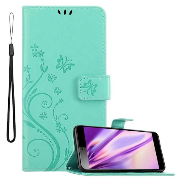 Etui för Sony Xperia L3 - CADORABO - Turkosblommig - Syntetläder - Ställfunktion - Platser för kort Blommig turkos