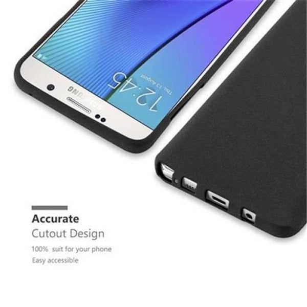 Samsung Galaxy NOTE 5 FROST BLACK Fodral Cadorabo DESIGN FROST TPU Silikonskydd Fodral Skydd Ultra Slim Fin Bumper