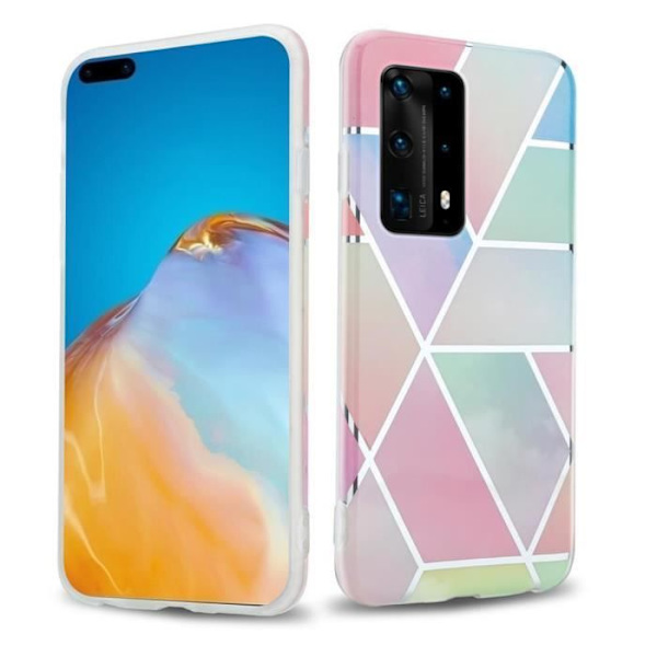 Coque - CADORABO - Huawei P40 PRO / P40 PRO+ - Regnbågs-marmor - Silikonskydd TPU - Trendig design Regnbåge