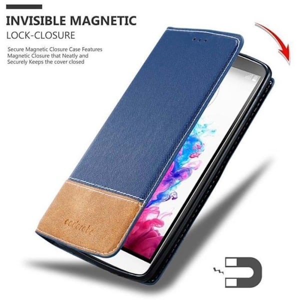 Coque för LG G3 Fodral i BLÅ BRUN Etui Skydd magnetisk stängning med stöd funktion Blå