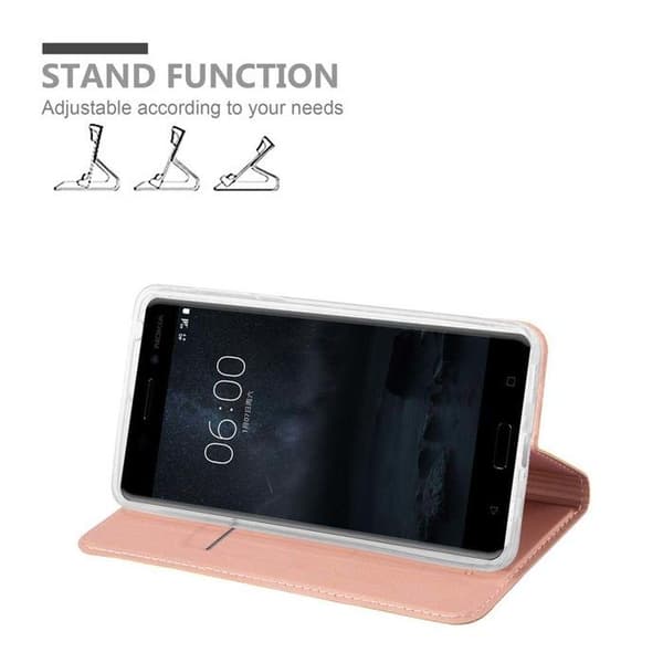 Flip-fodral för Nokia 6 2017 Klassisk Guld Rosé Plånbok Stötsäker Ros