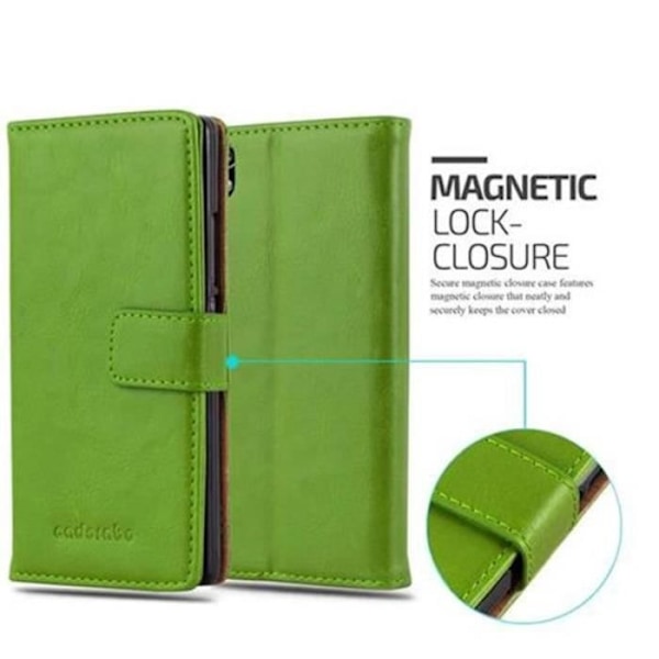 Huawei P7 Fodral i MOUNTAIN GREEN by Cadorabo (LYX Design) Helt skyddsfodral med Flip Flip och horisontellt stativ