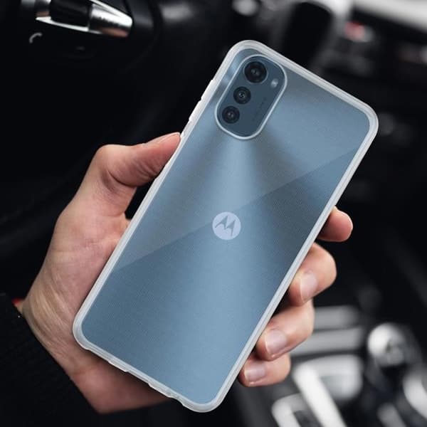 Skal för Motorola MOTO E32 4G / E32S i transparent stöttålig silikon Vit