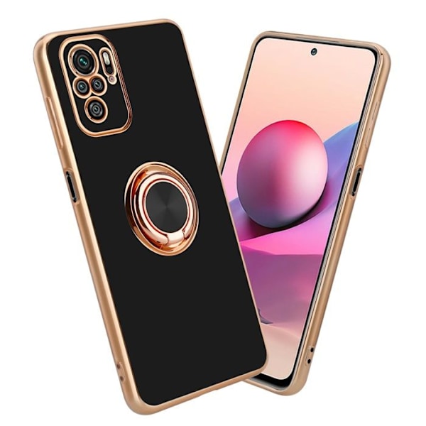 Hölster för Xiaomi RedMi NOTE 10 4G / RedMi NOTE 10S Skal i Glansig Svart - Guld Etui Fodral Silikon TPU flexibelt med skydd Svart