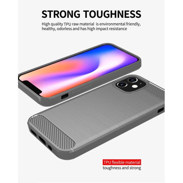Skal för iPhone 12 MINI BORSTAD GRÅ Kolfiberdesign Grå