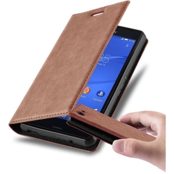 Sony Xperia Z3 COMPACT Fodral i MEDIUM BRUN från Cadorabo (INVISIBLE MAGNETIC CLOSURE Design) Fullt skyddsfodral med