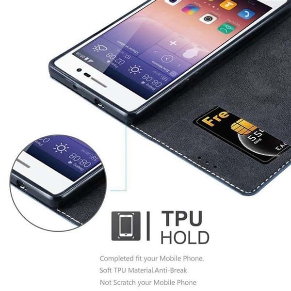 Fodral för Huawei ASCEND P7 Hölje i BLÅ BRUN Skyddsetui Blå
