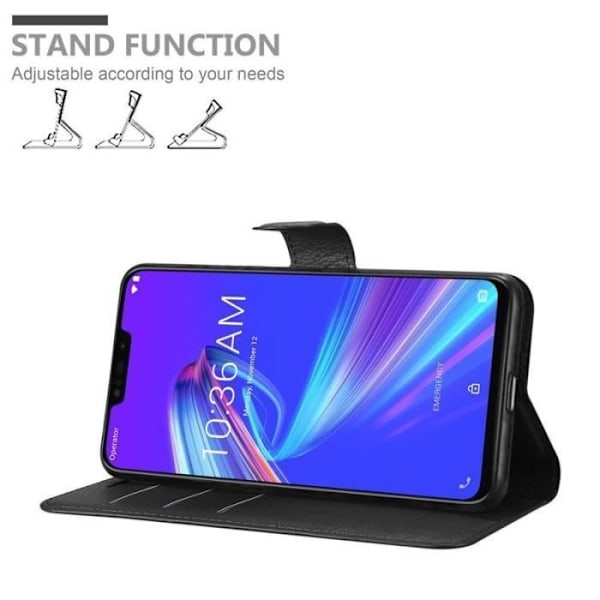 Fodral - CADORABO - Asus ZenFone Max M2 - Imiterat läder - Stativfunktion - 3 kortfack Svart