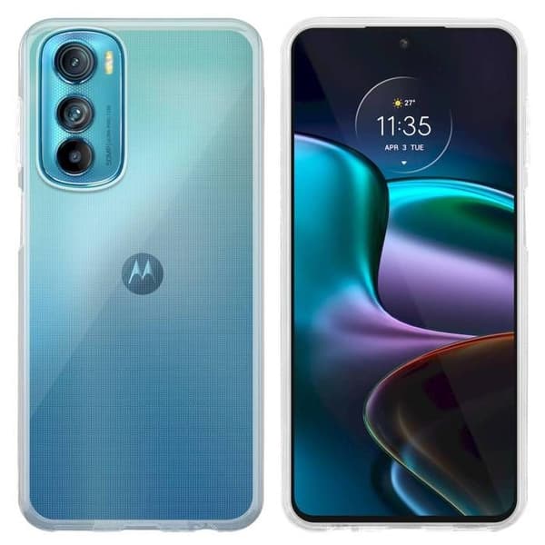Transparent stötsäker silikonfodral för Motorola EDGE 30 Vit