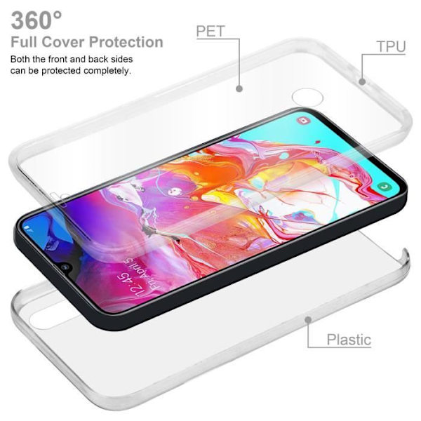 Cadorabo Fodral till Samsung Galaxy A70e i Transparent Fodral 360° Helkroppsskydd Skärmskydd