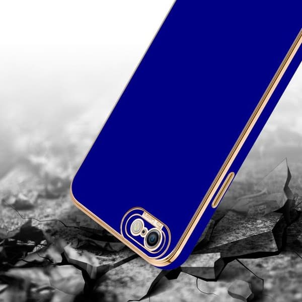 iPhone 6 / 6S-fodral i Glansig Blå - Roséguld med skydd för kameran Blå
