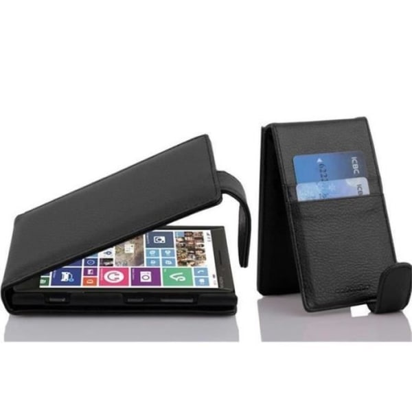 Cadorabo Nokia Lumia 930 DESIGN FLIP Style Fodral Skal i konstläder Struktur JET SVART