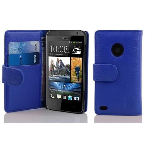 HTC DESIRE 300 Fodral - CADORABO - Strukturerat konstläder - 360° flik - Integrerat skal - Magnetisk stängning Blå