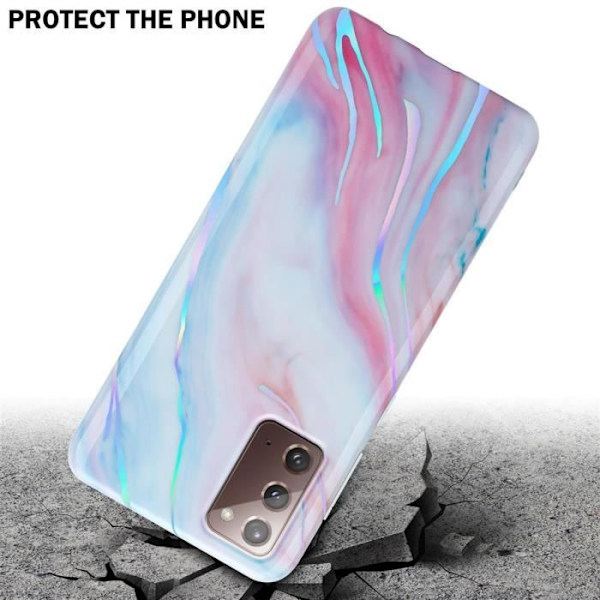 Coque - CADORABO - Samsung Galaxy NOTE 20 - Rosa Vit Marmor - Halkskyddande - Mjuk i TPU-silikon Rosa, Vit