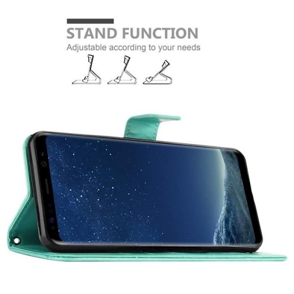 Skal för Samsung Galaxy S8 PLUS Fodral i TURKOS BLommÖNSTER Etui Case Cover Skydd Blommig Plånbok Wallet Grön