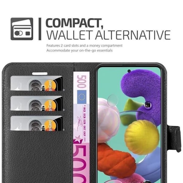 Fodral - CADORABO - Samsung Galaxy A51 5G - Läderimitation - Svart - Stativfunktion Svart