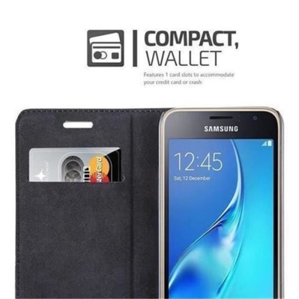 Cadorabo Samsung Galaxy J1 2016 Fodral KAFFEBRUN Osynlig magnetisk STÄNGNING Fodral Fodral stöder kortplats för stativ