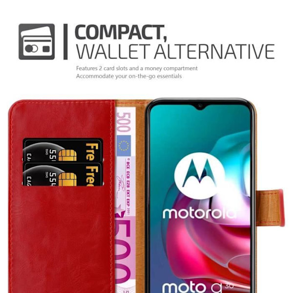 Coque - CADORABO - MOTO G10 / G30 - KIRSBÄR RÖD - Syntetiskt läder - Ställfunktion RÖDA KÖRSBÄR