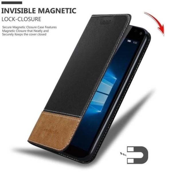 Coque portefeuille - CADORABO - Nokia Lumia 950 XL - Syntetiskt läder - Brun - Osynlig magnetisk stängning kastanj