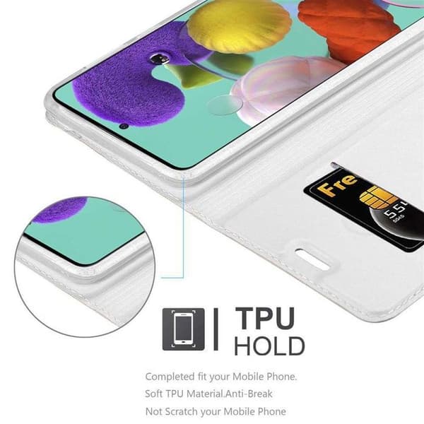 Flipfodral för Samsung Galaxy A51 4G / M40s Etui i KLASSISK SILVER Plånbok Stötsäker Grå