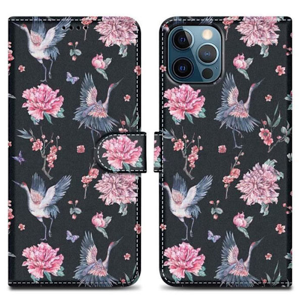 Coque - CADORABO - iPhone 12 PRO MAX - Grue & Fleurs No. 9 - Magnetisk stängning - Ställfunktion Grue & Fleurs Nr. 9