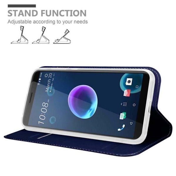 Cadorabo Fodral för HTC Desire 12 i KLASSIG MÖRKBLÅT skydd Skydd magnetisk stängning stödfunktion KLASSIG MÖRKBLÅ
