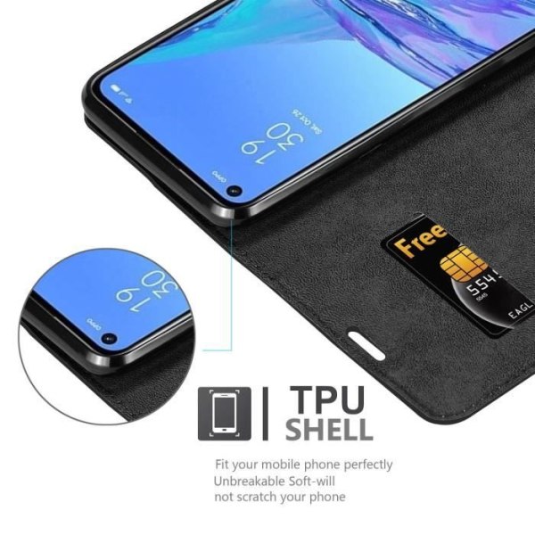 Skydd för Oppo A53 - CADORABO - NATT SVART - Ultrafin - Magnetisk stängning - Ställfunktion NATTSVART