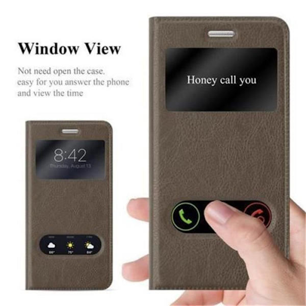 Samsung Galaxy GRAND PRIME Fodral i STONE BROWN by Cadorabo (Design VIEW) Helt skyddande fodral med flipskydd, stativ