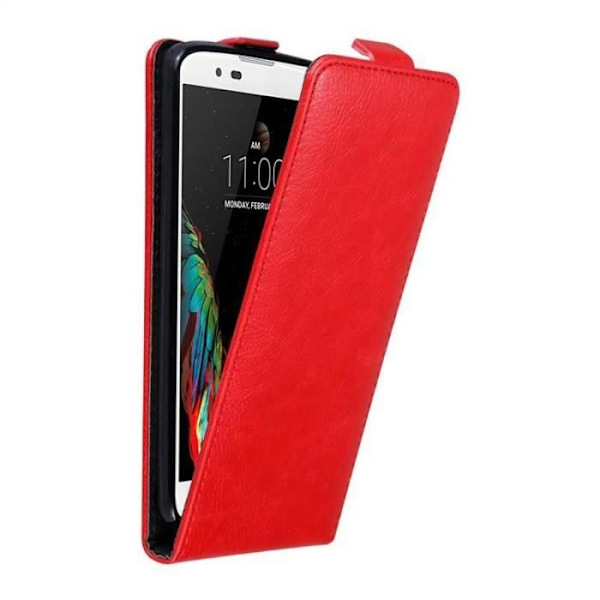 Coque - CADORABO - LG K10 2016 - Syntetiskt läder - Röd - Magnetisk stängning Röd