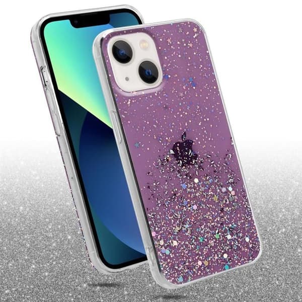 iPhone 13 Skal Lila med Glitter Skydd Glittrande Design Violett