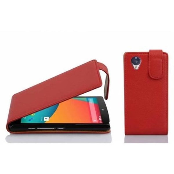 Cadorabo LG NEXUS 5 DESIGN FLIP-stil Fodral Fodral i konstläder Struktur CHERRY RED