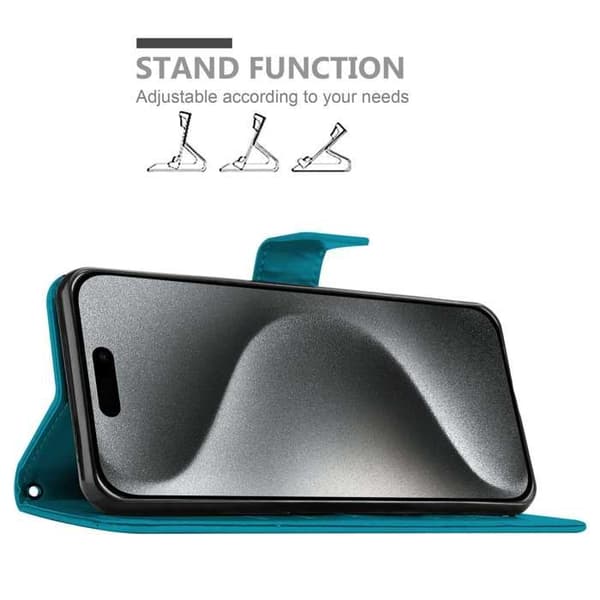 Fodral med lock för Xiaomi RedMi NOTE 11 4G / 11S 4G Turquoise Blommig Design Skydd Plånbok Blå