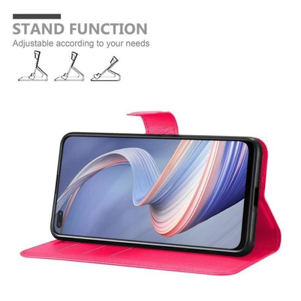 Coque - CADORABO - Oppo A92s - Strukturerat konstläder - Rosa - Stödfunktion för bok Rosa