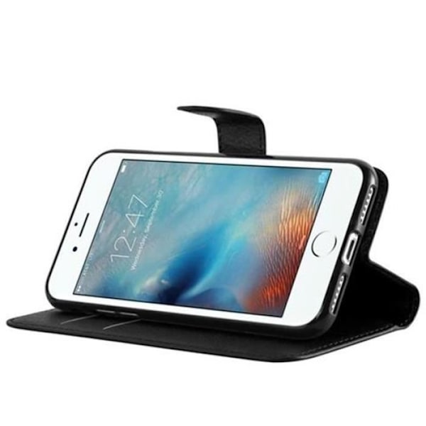 Cadorabo Fodral Apple iPhone 8 / 7 / 7S SVART Fodral Skydd Skydd Läderimitation Magnetisk Stöd Stativ Kortplats