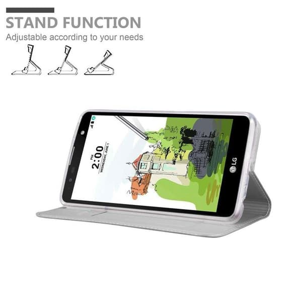 Fodral med lock för LG STYLUS 2 Plånbok i KLASSISK SILVER Stötsäker Grå
