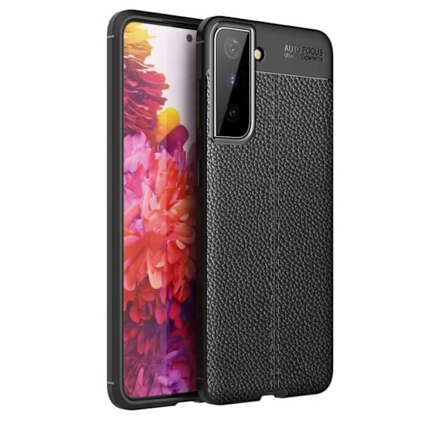 Fodral till Samsung Galaxy S21 PLUS skal i djupt svart skyddsfodral Silikon TPU konstläderbeläggning