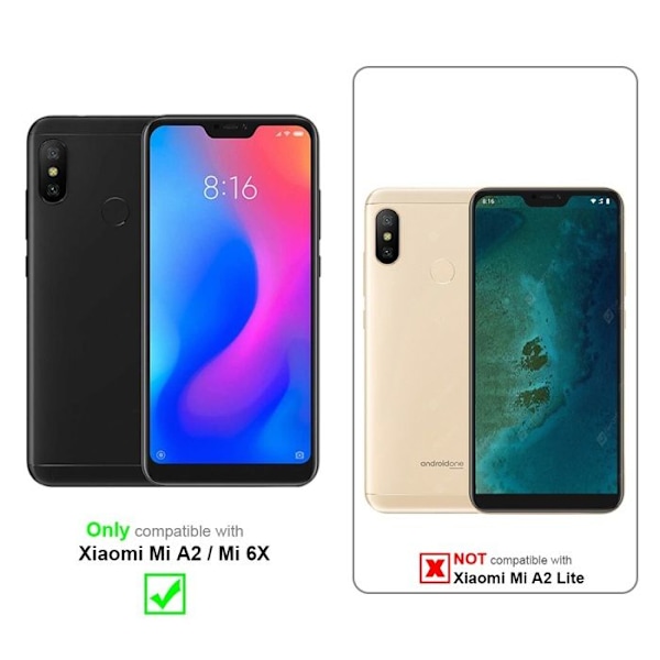 3x Täckt Härdat Skärmskydd för Xiaomi Mi A2 / Mi 6X Transparent med Svart Härdat Glas Svart