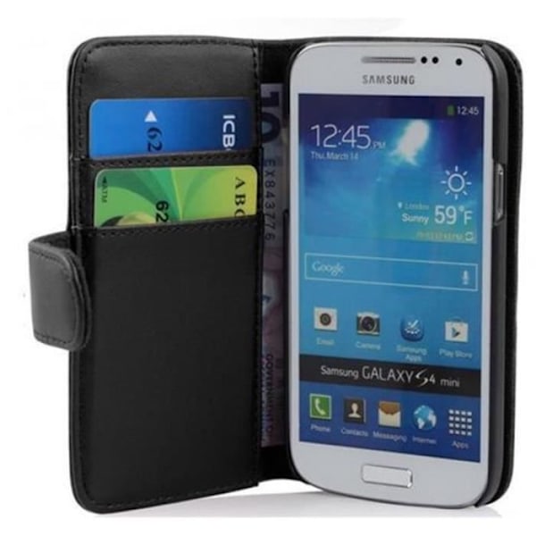 Fodral till Galaxy S4 MINI - CADORABO - Svart konstläder - 360° flik - Integrerat skydd - Magnetisk stängning Svart