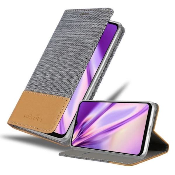 Coque - CADORABO - Samsung Galaxy A13 5G - Ljusgrå Brun - Simililäder - Magnetisk Stängning LJUSGRÅ BRUN