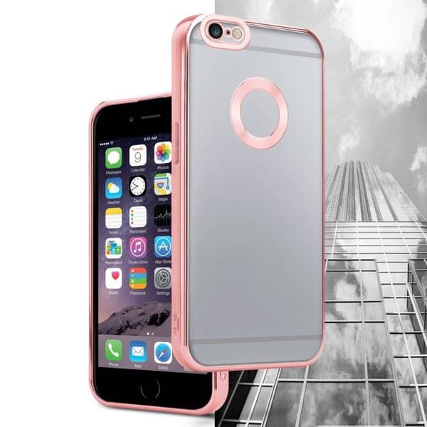 Transparent skal för iPhone 6 PLUS / 6S PLUS - Rosa Stötskydd Chrome Design Vit