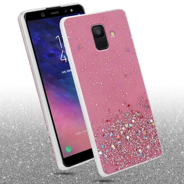 Coque - CADORABO - Samsung Galaxy A6 2018 - Silikon TPU - Stötsäker - Glittrande Design Rosa