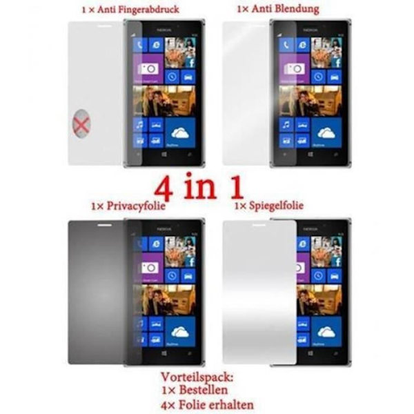 Cadorabo Nokia Lumia 925 4x HIGH CLEAR TRANSPARENT Skärmskydd - Privacy Mirror Matt Anti-Fingerprint Transparent