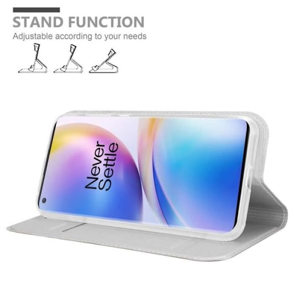 Fodral - CADORABO - Oneplus 8 Pro - Grå - Magnetisk stängning - Halvstyv Grå