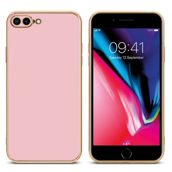 Fodral för iPhone 7 PLUS / 7S PLUS / 8 PLUS Glansig Roséguld med skydd för kamera Ros