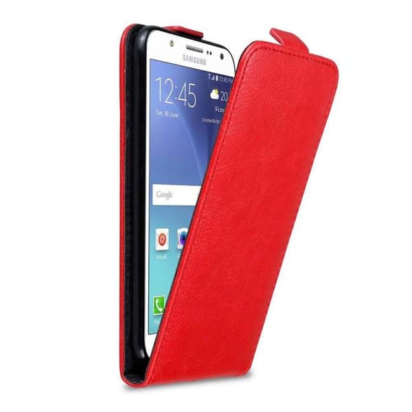 Etui för Samsung Galaxy J7 2015 Fodral med lock i ÄPPLE RÖD Flip-skydd Röd