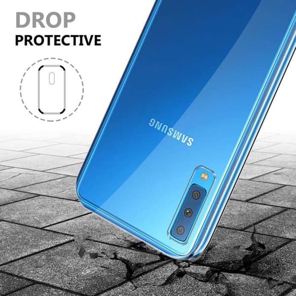 Transparent skydd för Samsung Galaxy A7 2018, helskydd Vit